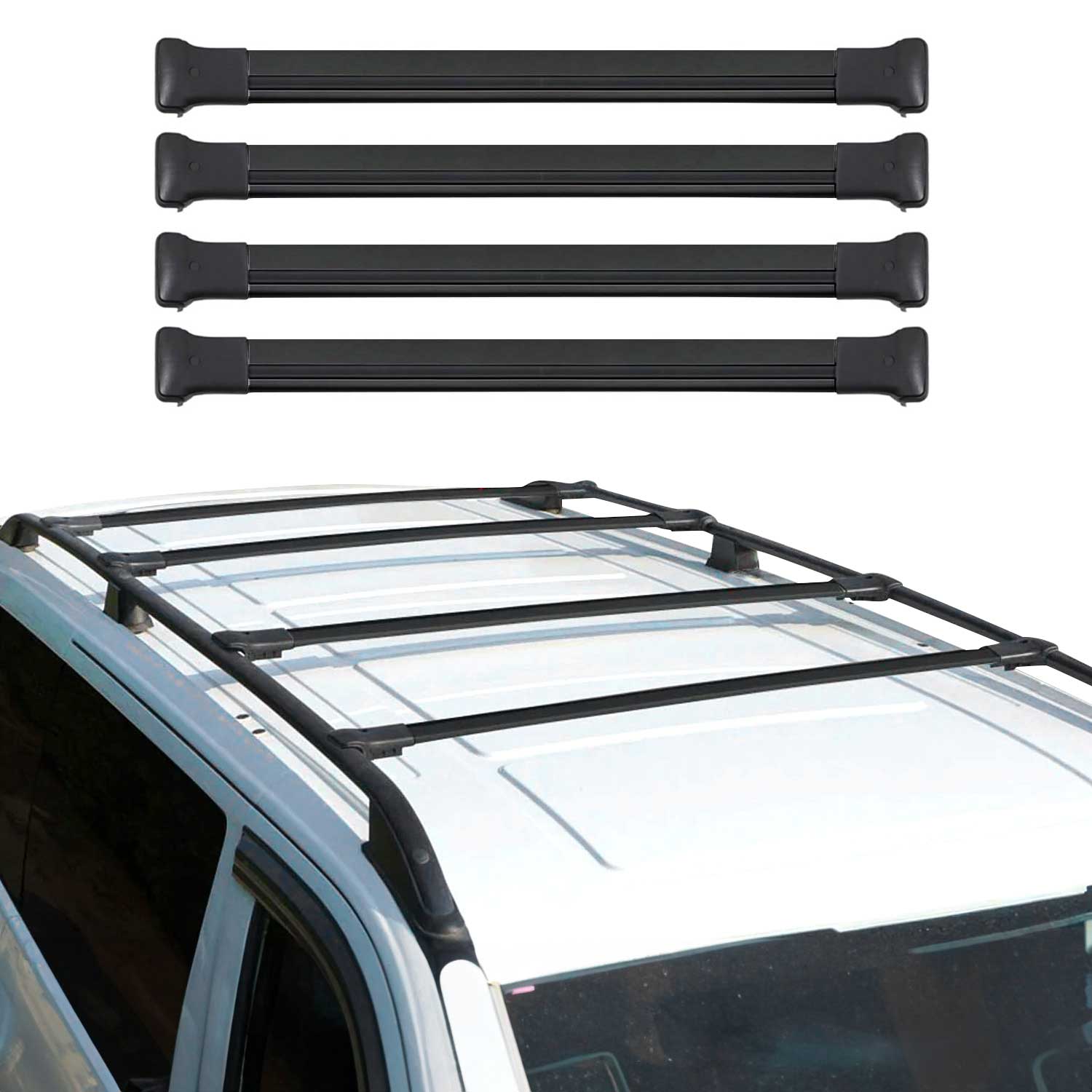 2015-2025 Ford Transit Roof Rack Cross Bars 4Pcs Black