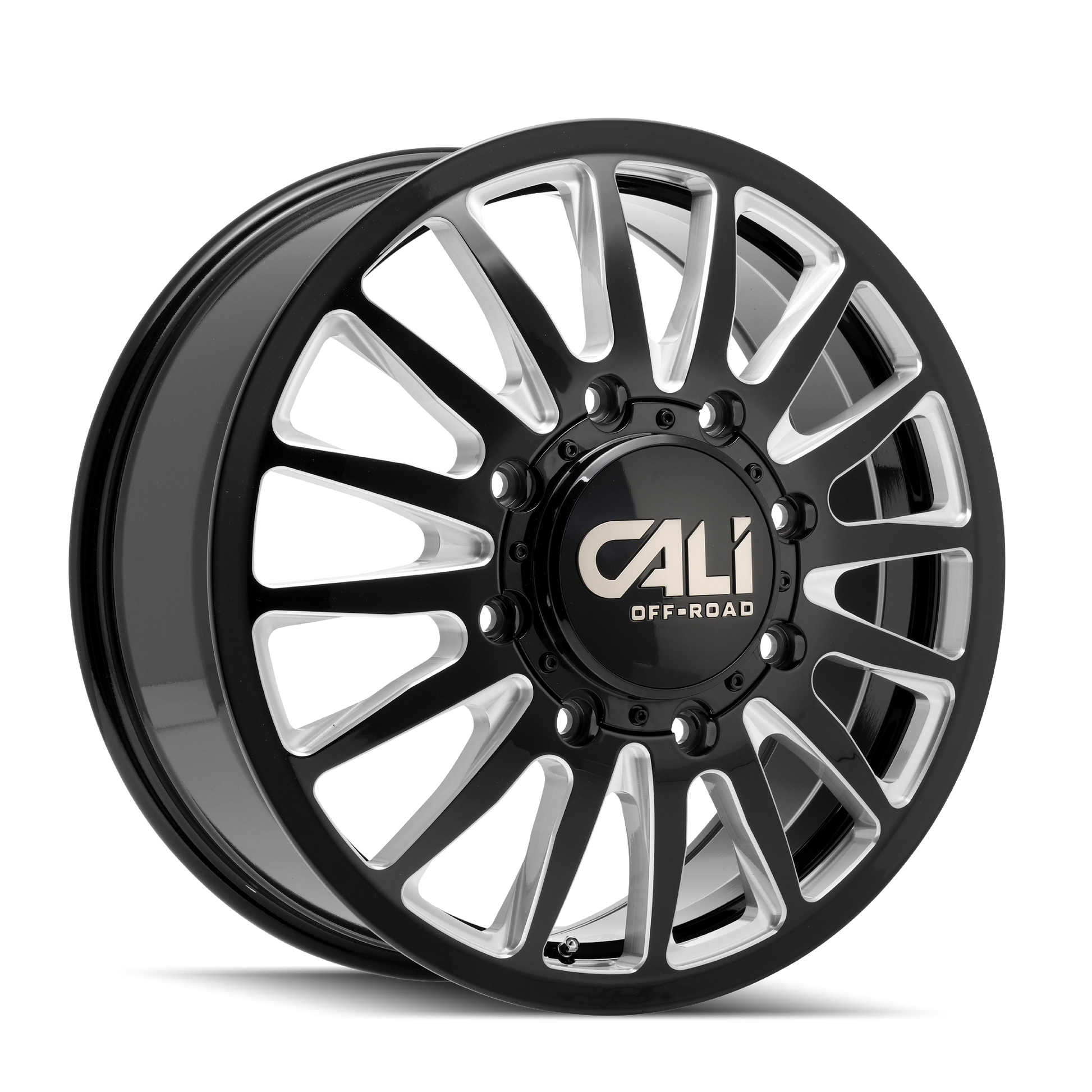 TWG CALI OFF-ROAD SUMMIT DUALLY REAR LIFTED (9110) GLOSS BLACK MILLED 20X8 8-200 -232MM 142MM
