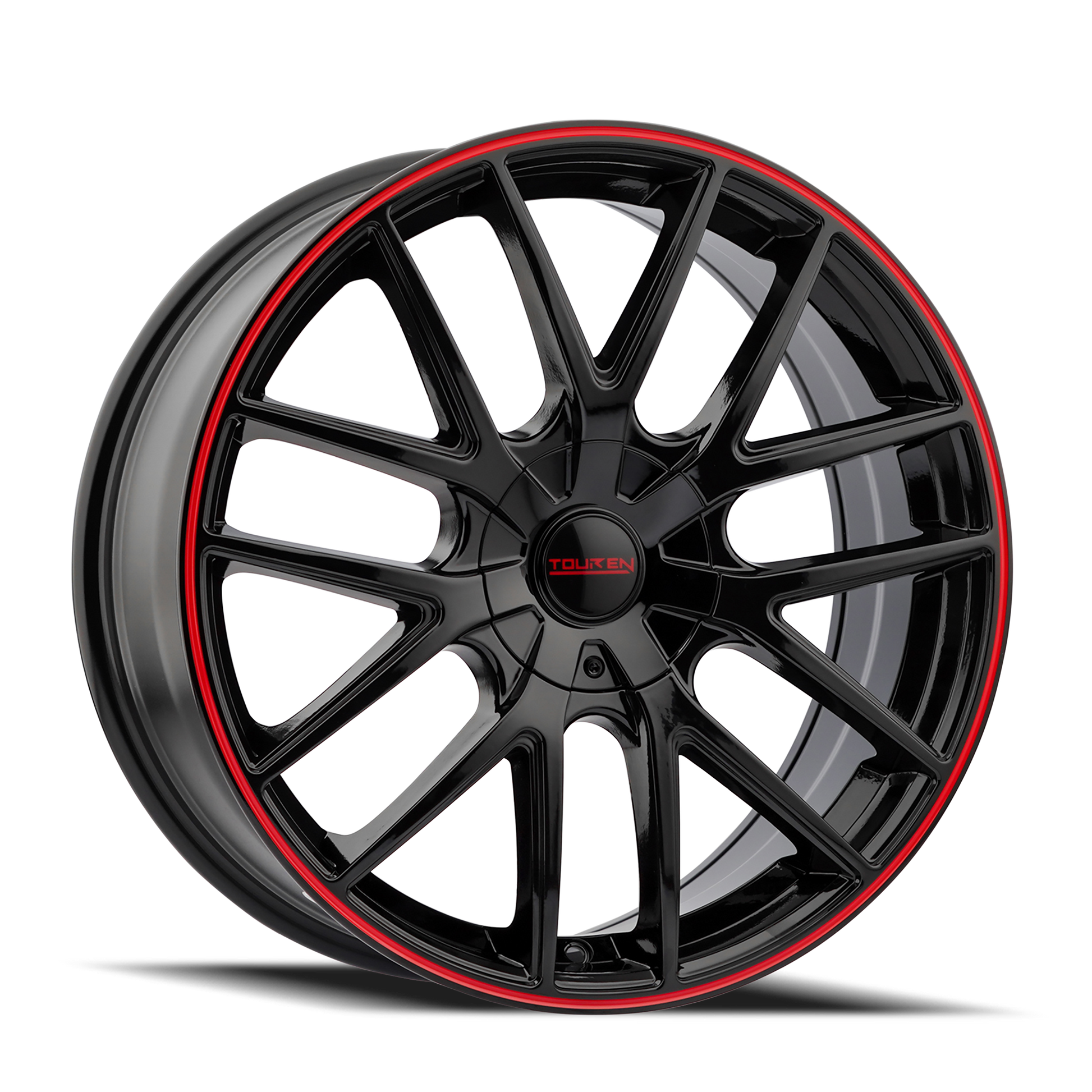 TWG TOUREN TR60 (3260) GLOSS BLACK WITH RED RING 18X8 5-112 40MM 74.1MM