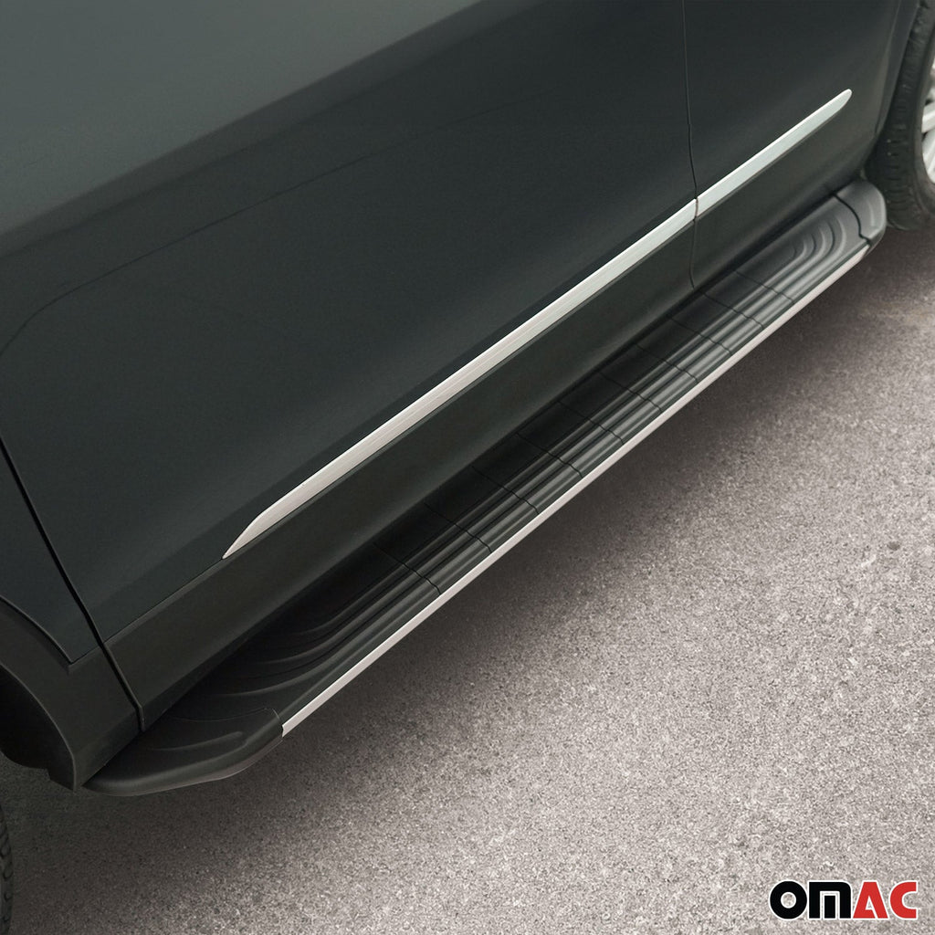 2008-2015 Land Rover LR2 Running Boards Side Steps Silver & Black