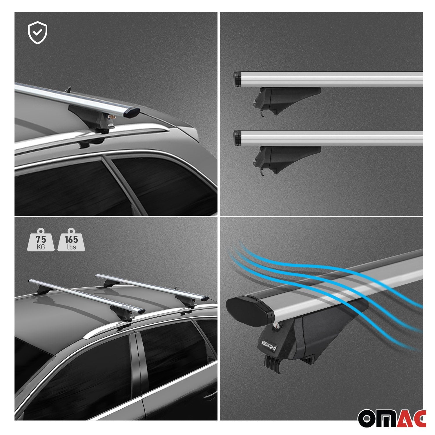 2022-2025 Hyundai Ioniq 5 Roof Rack Cross Bars Luggage Carrier Silver