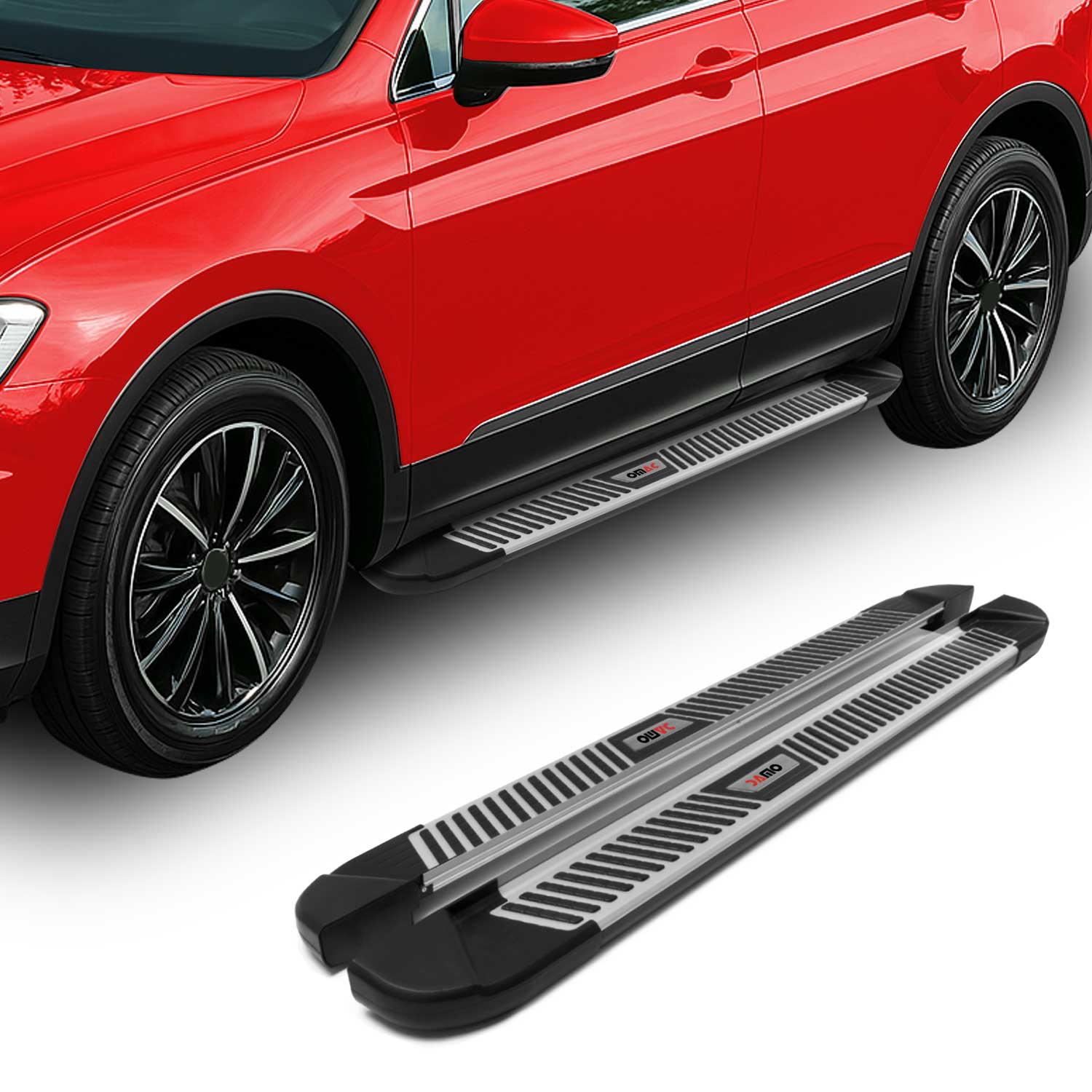 2008-2015 Land Rover LR2 Running Boards Side Steps Silver & Black