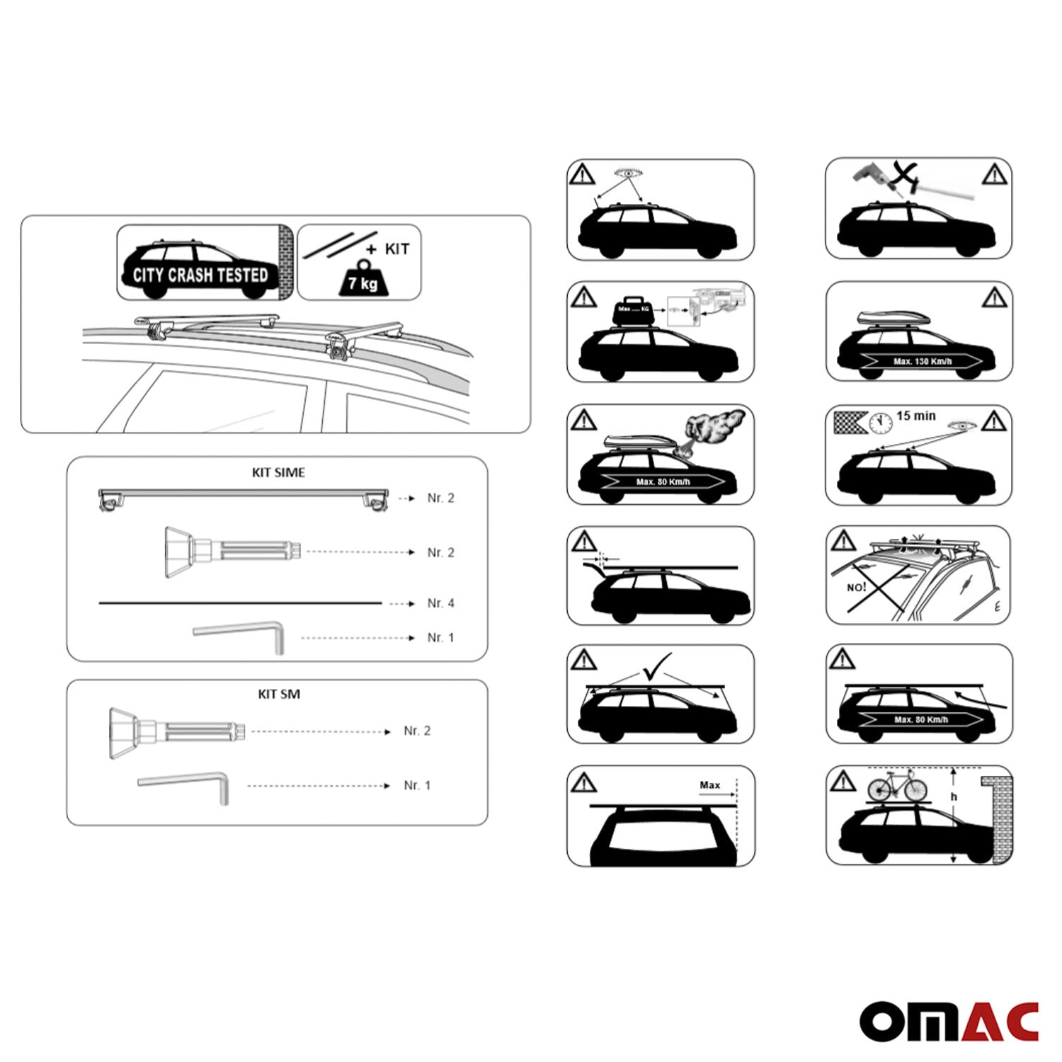 1997-2002 Kia Sportage Roof Rack Cross Bars Silver