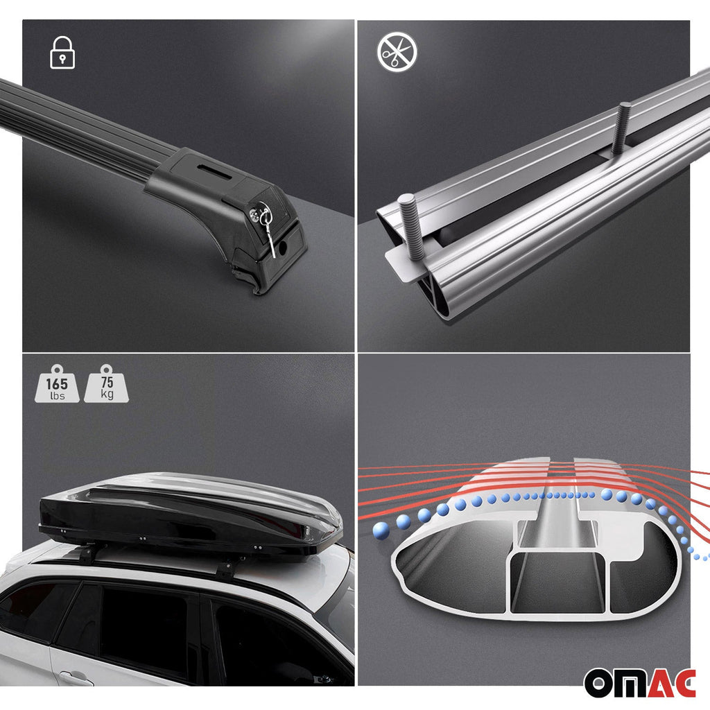 2015-2019 Ford Edge Roof Rack Cross Bars Silver