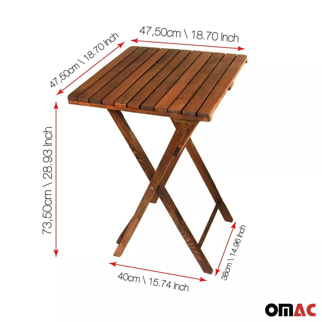 3Pcs Folding Wooden Bistro Set Dining Indoor Outdoor Furniture BBQ Picnic Party