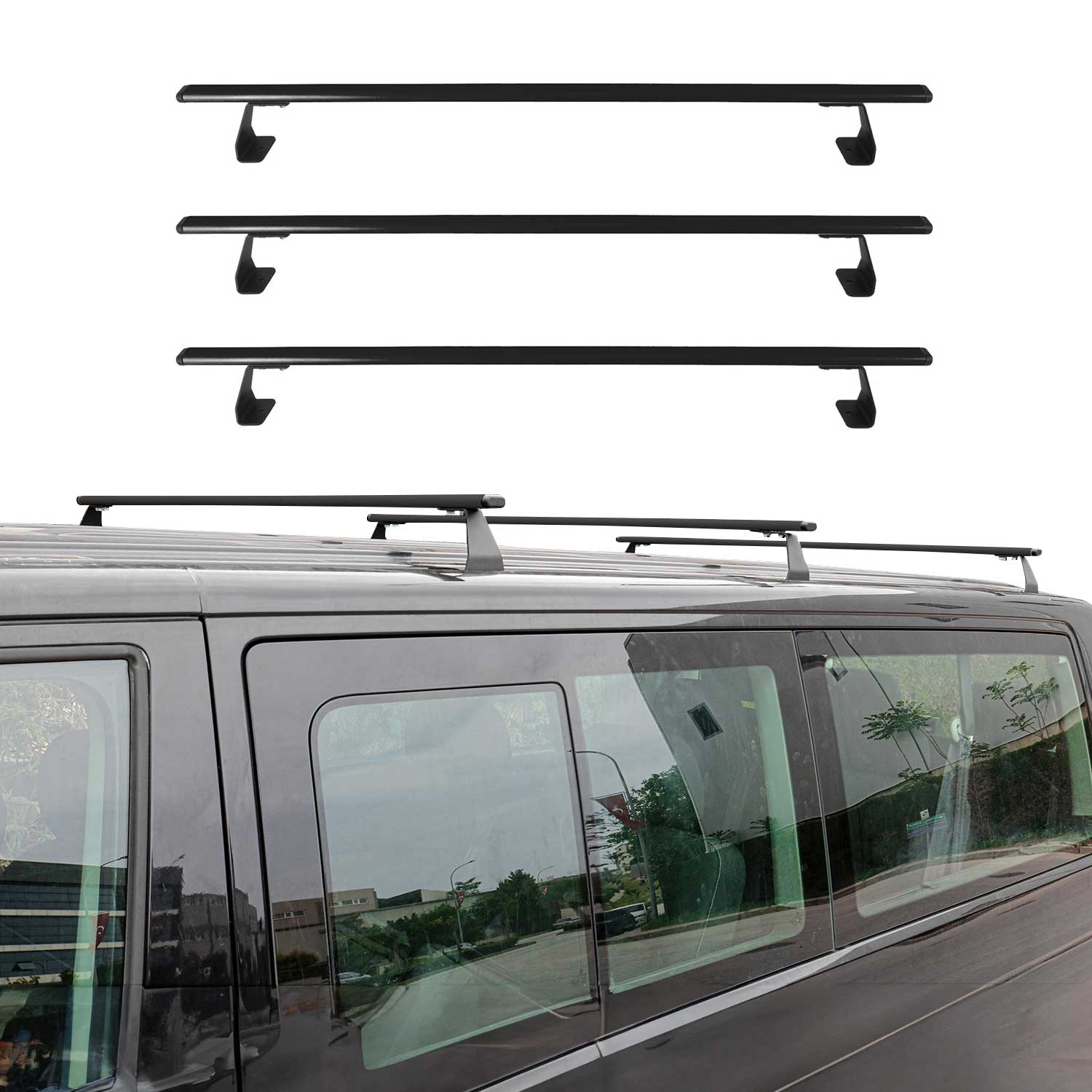 2013-2021 Nissan NV200 Roof Rack Cross Bars 3Pcs Black