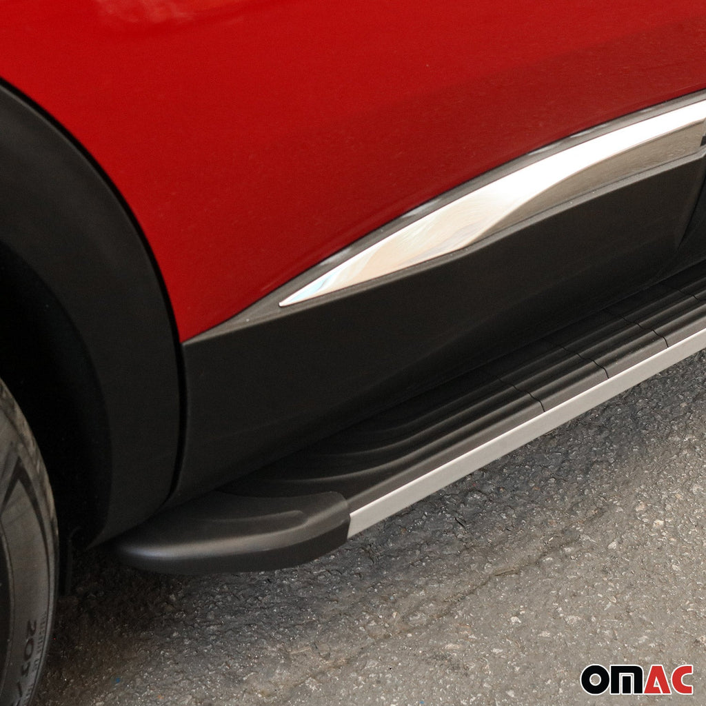 2008-2015 Land Rover LR2 Running Boards Side Steps Silver & Black