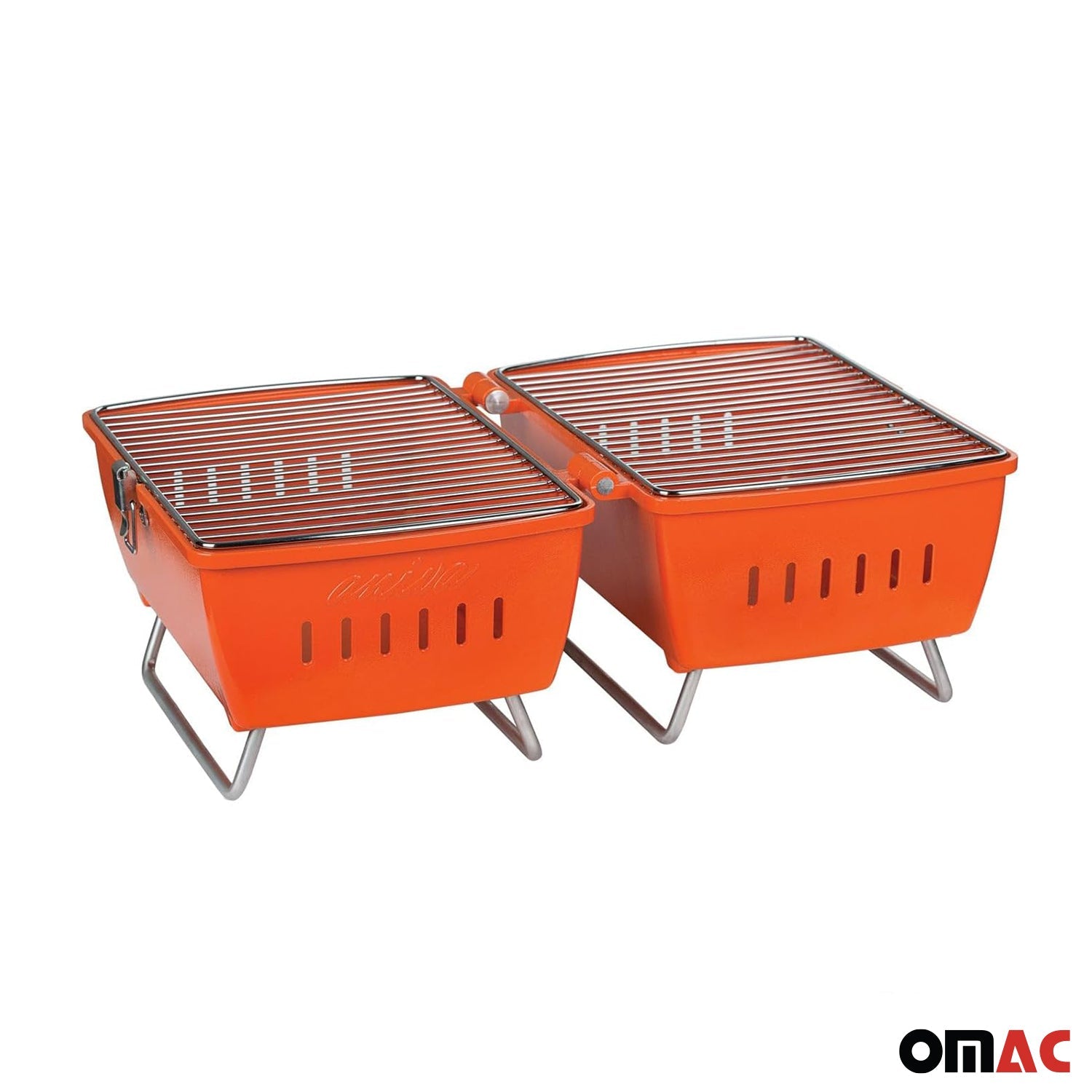 Orange Portable Charcoal BBQ Grill Outdoor Camping 13 Pcs
