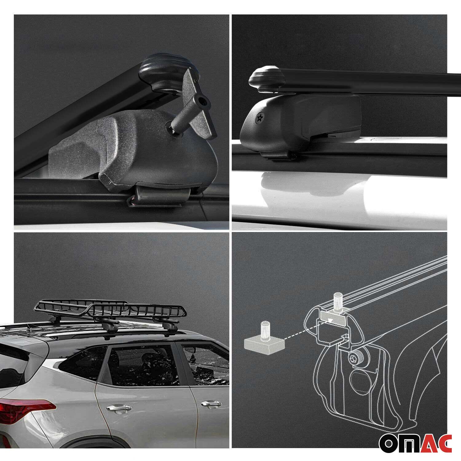 2020-2025 Hyundai Palisade Roof Rack Cross Bars Black