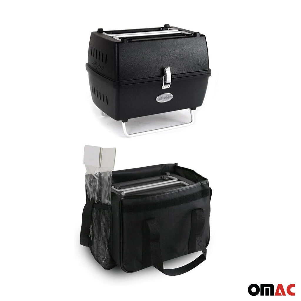 Black Portable Charcoal BBQ Grill Outdoor Camping 13 Pcs with Durable Bag SET