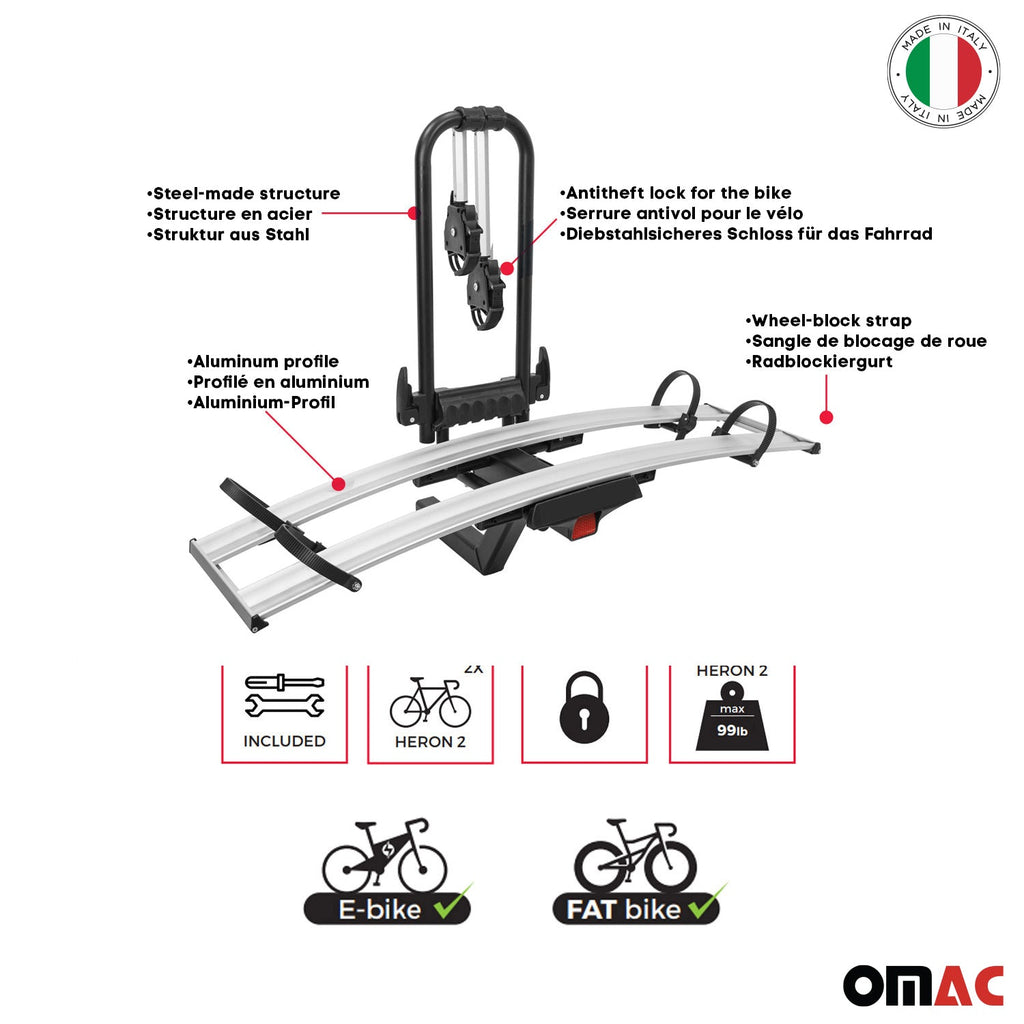 Hitch Mounted Foldable 2 Bicycle Carrier 2” Receiver Car Truck SUV