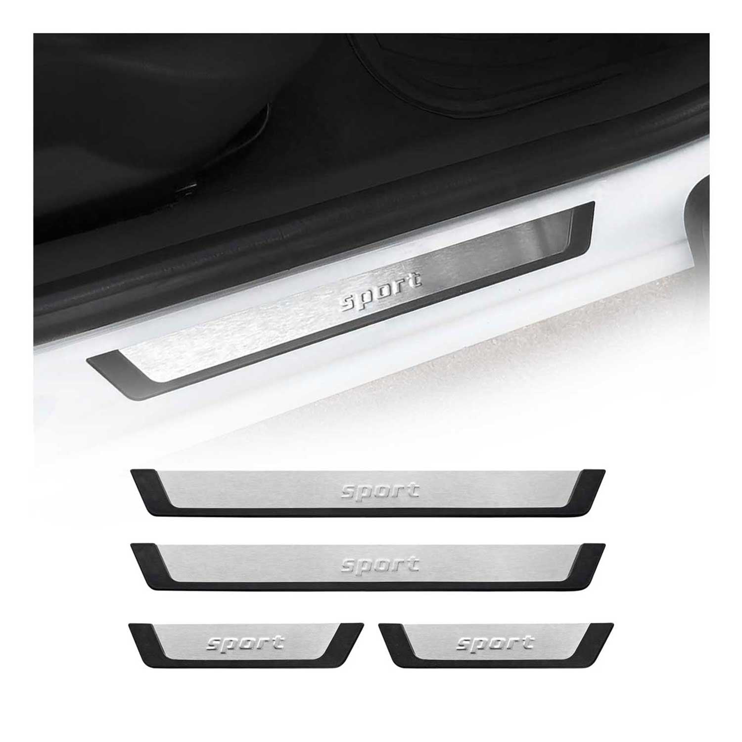 GMC Yukon Yukon XL 1500 Door Sill Scuff Plate Scratch Protector Sport Brushed Stainless Steel 4Pcs