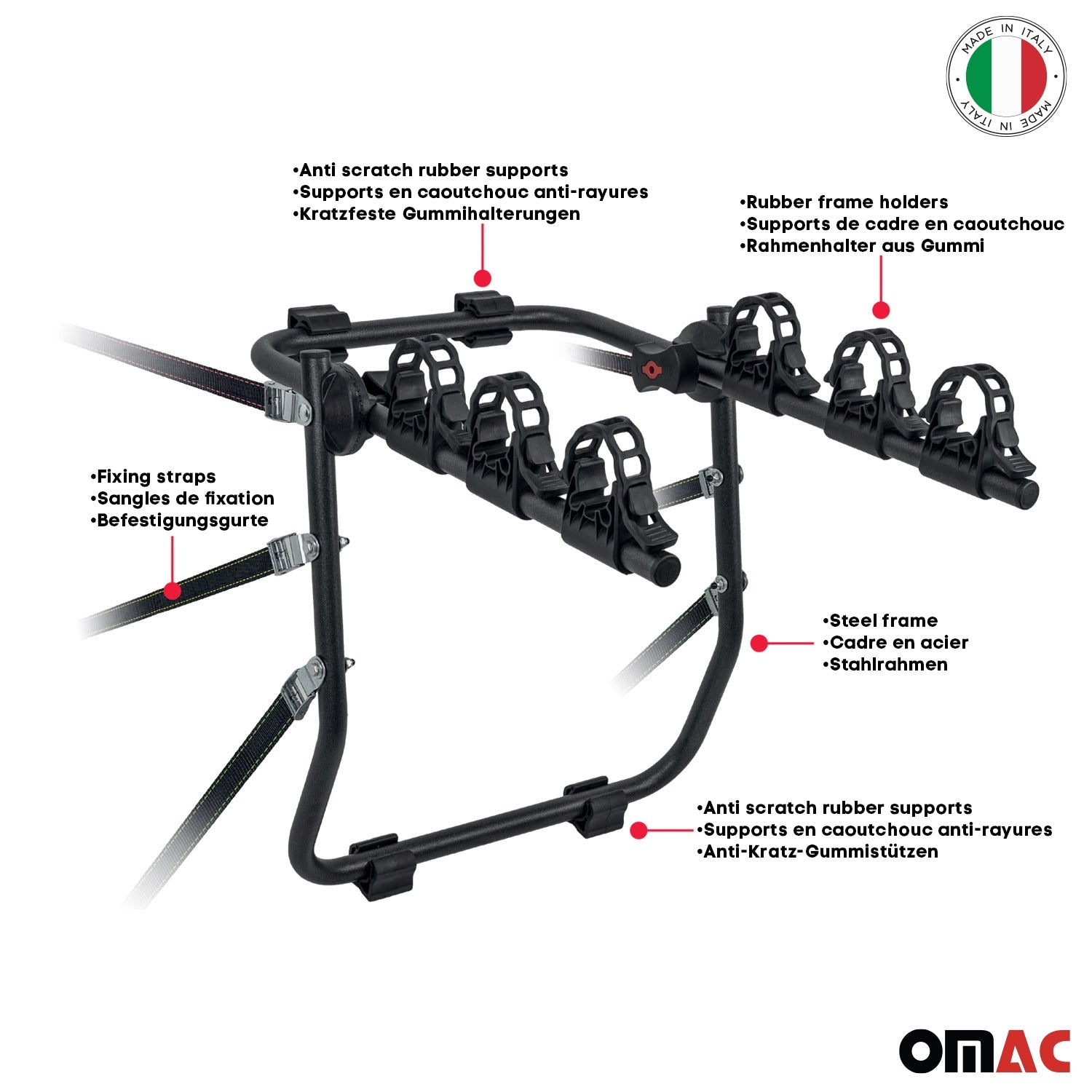 2012-2014 VW Passat B7 Bike Racks 3 Bike Carrier Hitch Mount Steel Black