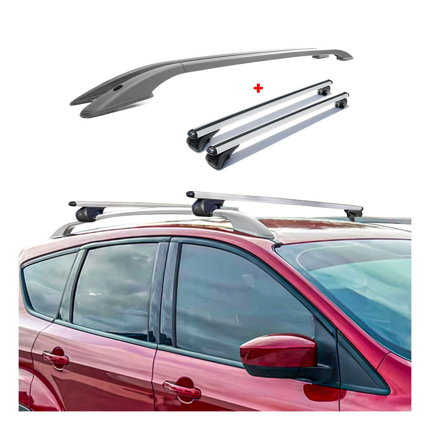 2013-2019 Ford Escape Roof Rack Rail Cross Bars Roof Set Silver