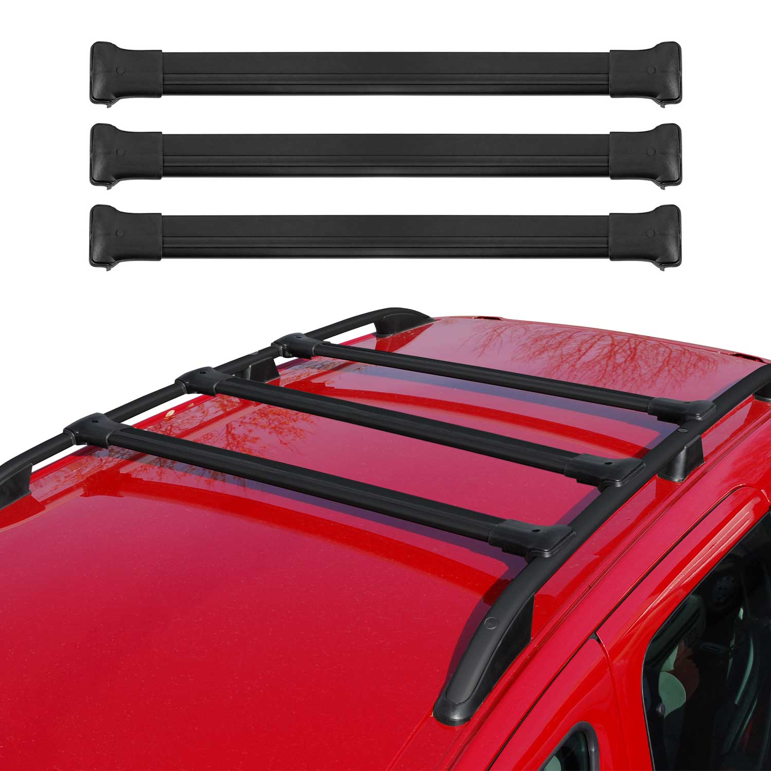 2015-2025 Ford Transit Roof Rack Cross Bars 3Pcs Black
