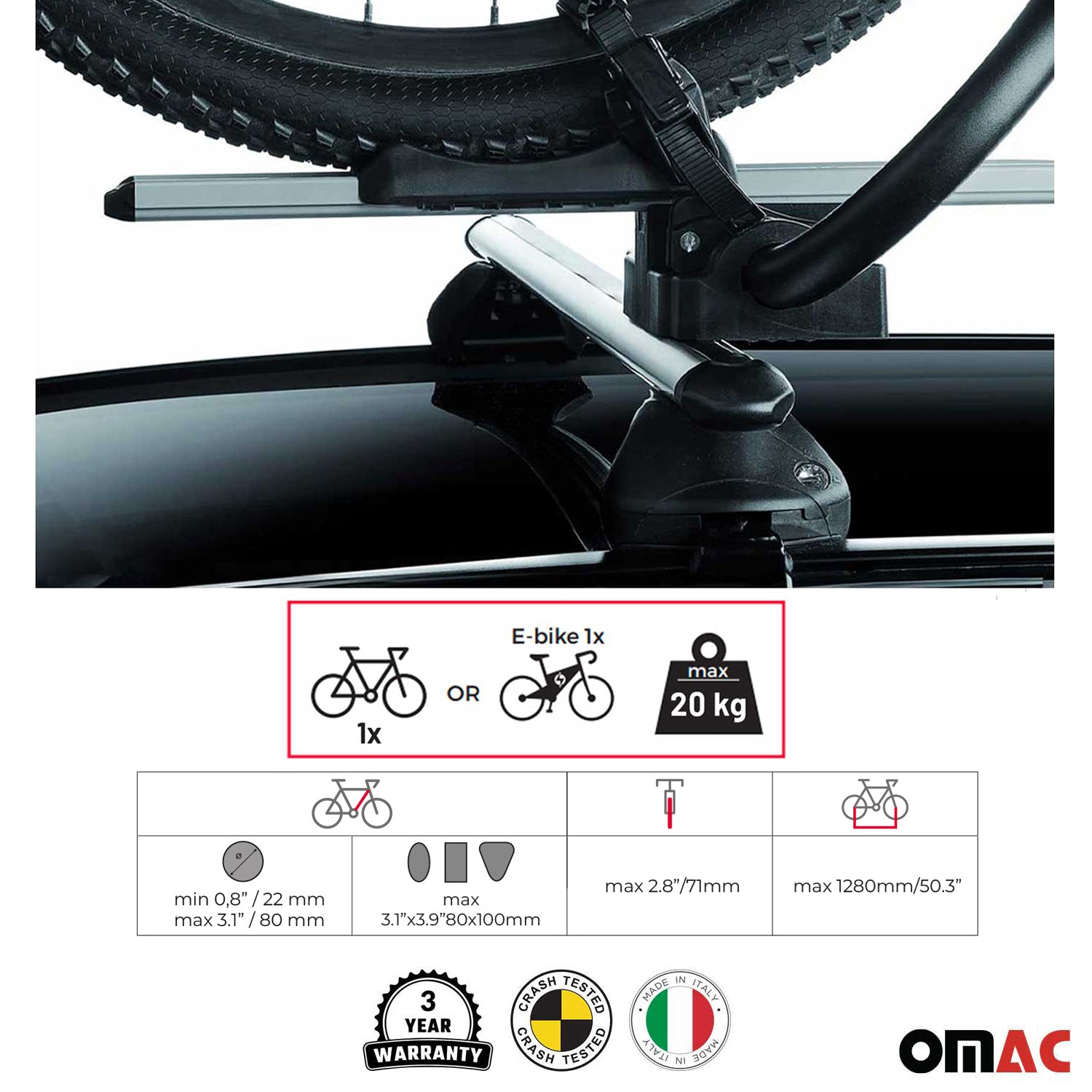 Car Rooftop Mount Bike Rack Carrier Bicycle Universal Lockable Black 2Pcs