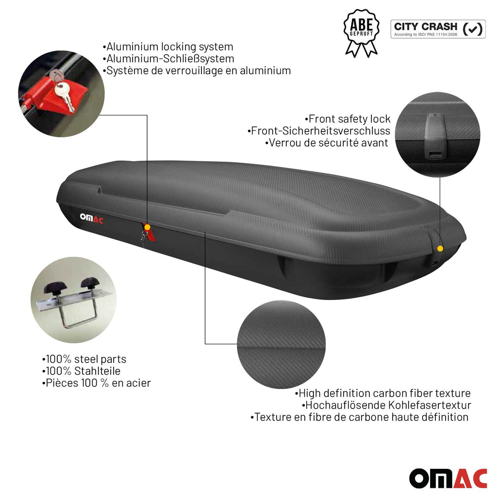 Roof Cargo Box 16.9 Cubic Feet Carbon Fiber Textured