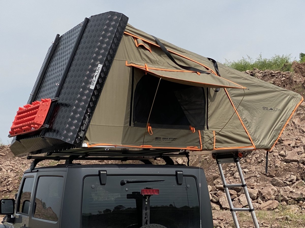 Tuff Stuff Overland Stealth Series Aluminum Shell Rooftop Tent, Black