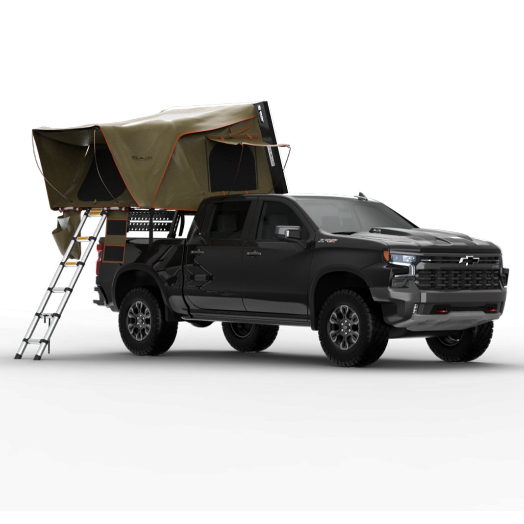 Tuff Stuff Overland Stealth Series Aluminum Shell Rooftop Tent, Black